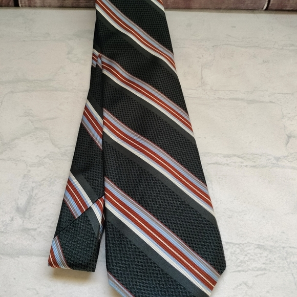 Robert Talbott Men's Striped Tie Gray Multicolored Finest Silk Handsewn Retro - Picture 8 of 12